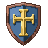 Sir Bram's emblem: a blue shield with a golden cross
